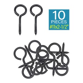10 Pcs 2-1/2 Inch Screw Eyes, Stainless Steel 304#11 Eye Bolts Screw, Heavy Duty Anti-Rust Self Tapping Eye Lag Screws Eyelet Screw for Wood, Securing Cables Wires, Indoor & Outdoor Use | by IMSCREWS