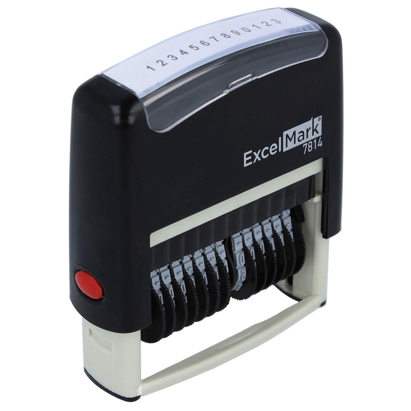 ExcelMark 13 Band Self-Inking Number Stamp - 2" x 1/4"