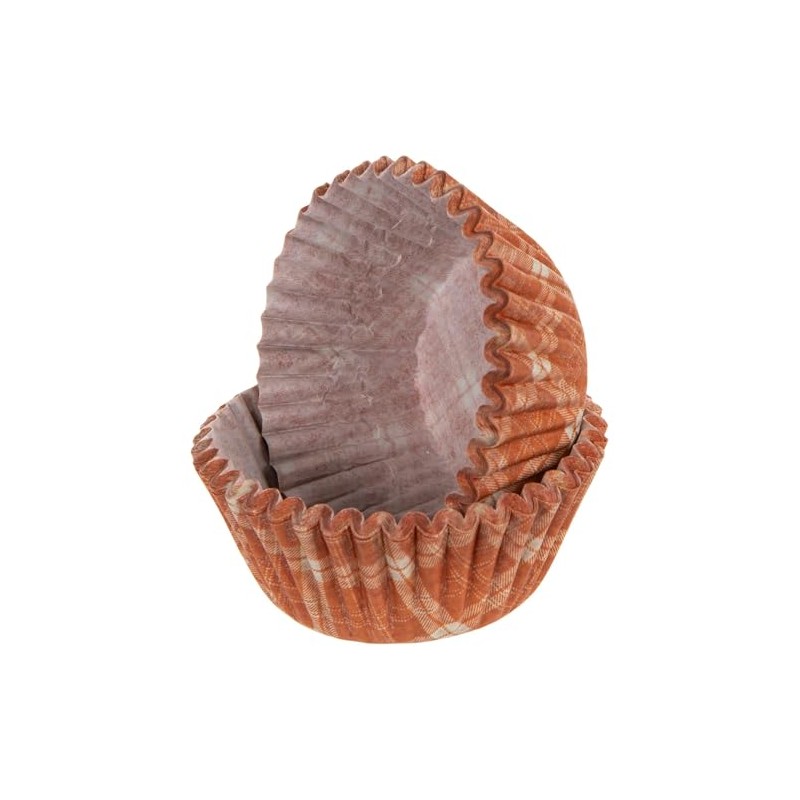 Autumn TINY Baking Cups - Orange Plaid Paper Liners for