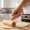 Large T-Shaped Rolling Pin, Wooden Dough Roller with Stainless Steel