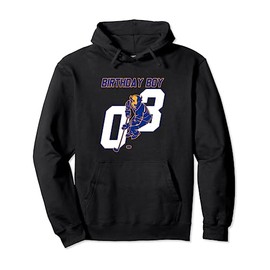 Happy 3rd Birthday Boy Hockey Bison Mascot Ice Hockey Themed Pullover Hoodie
