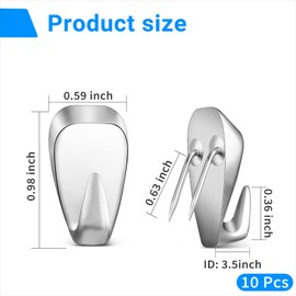 Hufopik 10 Pcs Cubicle Hooks - Fabric Panel Wall Clips for Hanging Coats, Pictures, Supports up to 40 lbs (Silver)