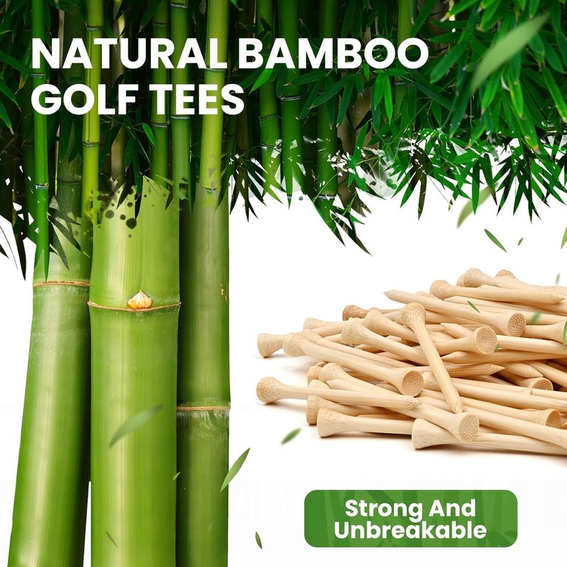 Golf Tees Durable Bamboo Tees 100Pcs 3-1/4" (83mm) Friendly Biodegradable