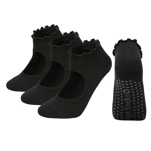 Ruffle Grip Socks for Women Non Slip Pilates Socks with
