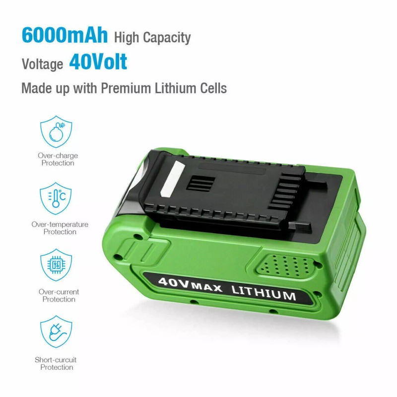 For GreenWorks 40V 6.0Ah 29472 40Volt Lithium Battery G-MAX Battery