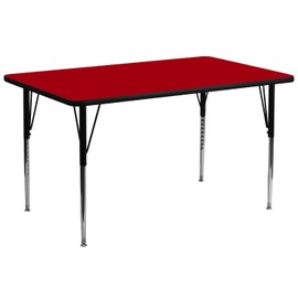 Flash Furniture 30''W x 72''L Rectangular Red Thermal Laminate Activity Table - Standard Height Adjustable Legs