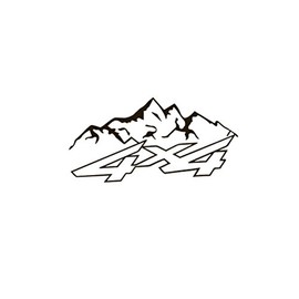 4X4 Off Road Mountain Vinyl Sticker Decals (Pack of 2) for Car Bumper Window Laptop Tablet Phone (12" x 6", Black)