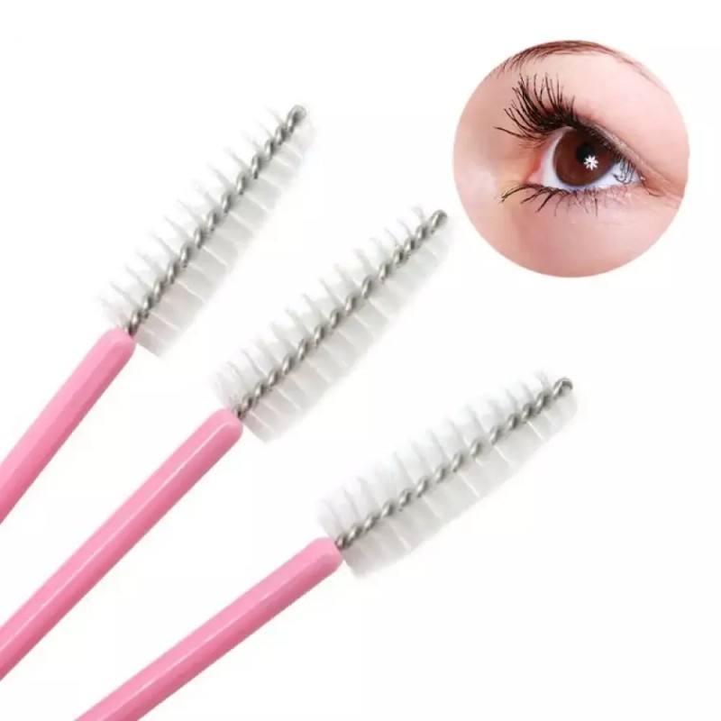 브러쉬 속눈썹 마스카라빗 50개 핑크화이트 Brush Eyelash Mascara Comb 50pcs
