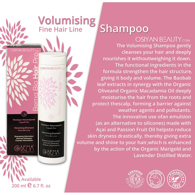 BEMA Organic Volumising Shampoo, 200 ml