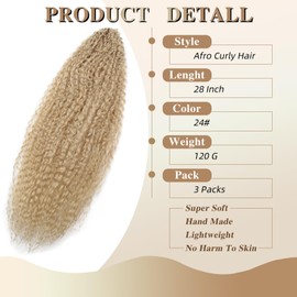 Deep Wave Twist Crochet Hair 28 Inch 3 Packs/Lot 120g/Pack Ocean Wave Crochet Braiding Hair Long Soft Deep Curly Braiding Hair for Boho Braids(24#)