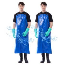 VICOGARAD 2 Pack Heavy Duty Vinyl Waterproof Apron 47 Inch, Oil & Chemical Resistant Work Apron for Unisex Adult, Extra Long PVC Aprons with Adjustable Bib for Dishwashing, Dog Grooming, Butcher, Lab