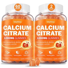 Calcium 1200 mg with Vitamin D3 Supplement for Adults - Calcium Gummies with 5000iu Vitamin D3, K2, B6, B12, Magnesium & Zinc - Calcium Supplement for