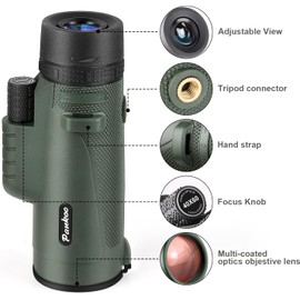 Pankoo 40X60 Monocular Telescope with Smartphone Holder & Upgraded Tripod, 2024 BAK4 Prism FMC Monoculars for Adults, HD Monocular Scope for Bird Watching Hiking Concert Camping Travelling