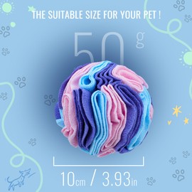 Larimuer Pet Snuffle Ball, Puzzle Sniffing Interactive Dog Ball for Blind Dogs Training Stress Relief Dog Enrichment Toys Treat Machine Washable (Macarons Color, 10cm)