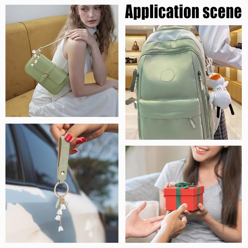 NBEADS 4 Pcs 4 Styles Flower Keychains, Cute Bag Purse