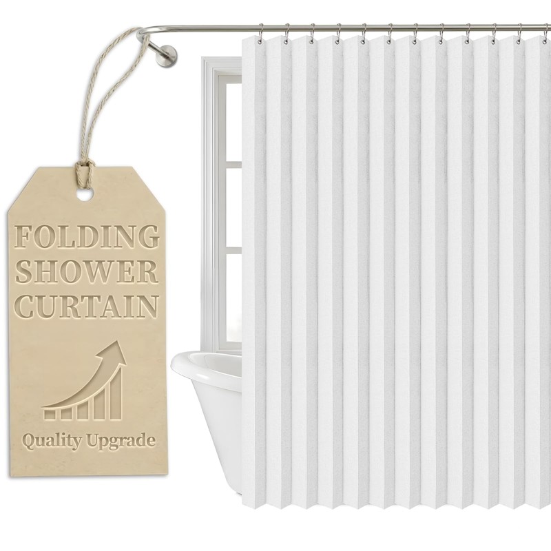 AJAZZ Magnetic Folding Shower Curtains Fabric Polyester Material Waterproof Shower