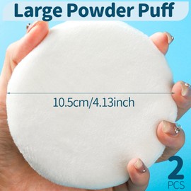 Teenitor 2pcs Powder Puff, 4.13 Inch Powder Puff for Body Powder, Larger Powder Puff Loose Powder Puffs Soft Velour Body Powder Puff White
