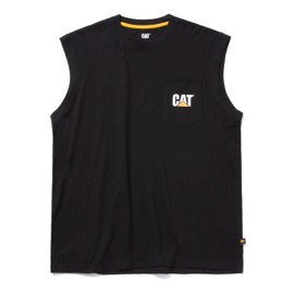 Caterpillar Cat® trademark sleeveless pocket tee, Black, Large
