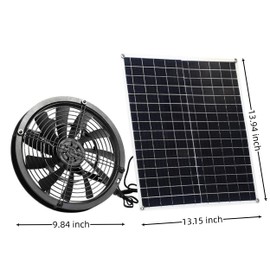 20W Solar Fan, 9.84 Inch Solar Powered Camping Fan with Solar Panel, IP65 Weatherproof Portable Solar Exhaust Fan for Outside Chicken Coop Greenhouse Home