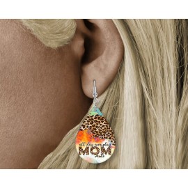 Twisted R Design Mom Mode Tear Drop Earrings Wood Dangle Earrings Hypoallergenic