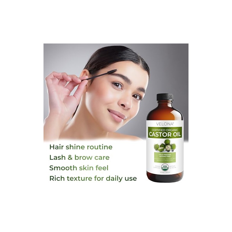 Velona Aceite de Ricino Orgánico USDA Organic Castor Oil, 16