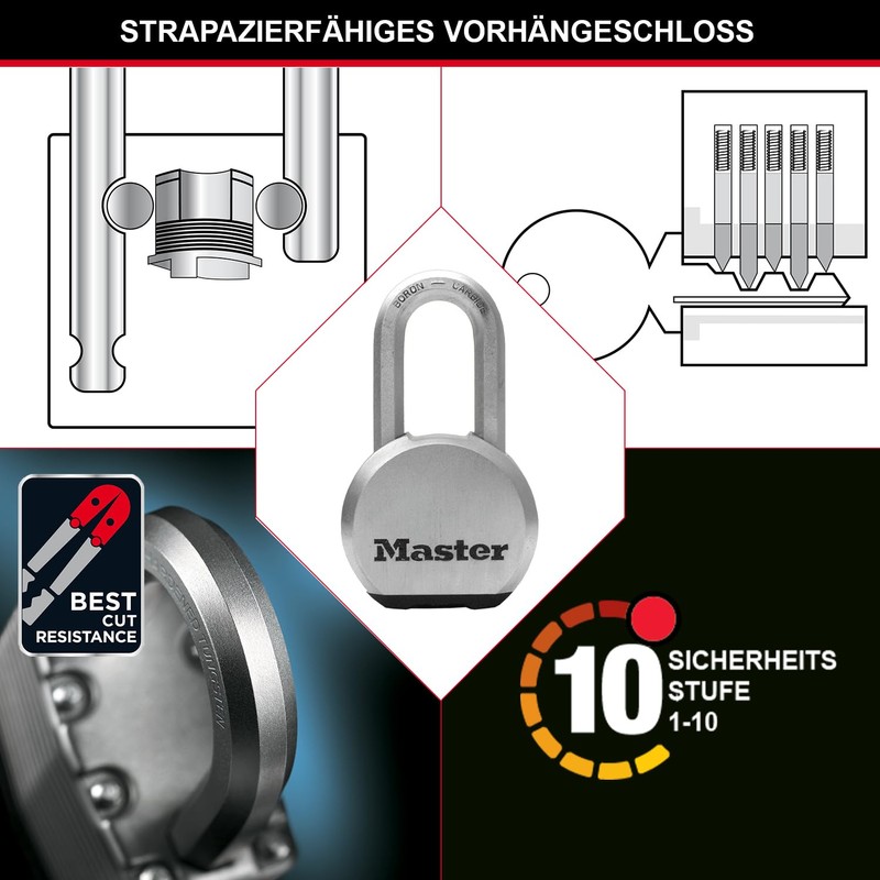 Excell high security outdoor round padlock, anti rust, long shackle,
