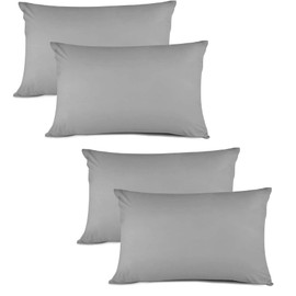 Kinfolk Textile Pillow Cases 4 Pack Egyptian Cotton 200 Thread Count (Grey Silver)
