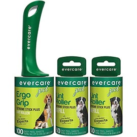 Evercare Pet Hair Extra Sticky Lint Roller with 2 Refills, New Ergo Grip, 220 Total Sheets (220 Sheets) (220 Sheets)