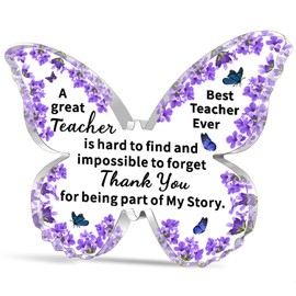 WTOPP Teacher Gifts For Women,Thank You Teacher Gifts,Butterfly Acrylic Plaque Gifts For Teacher Leaving Teacher Chrsitmas Birthday Gifts,Teacher Leaving Gifts End Of Term