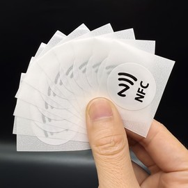 50pcs 30mm NFC Stickers ISO14443A 13.56MHz NFC215 Universal Label RFID Smart Electronic Tags for All NFC Phones Four Color (White)