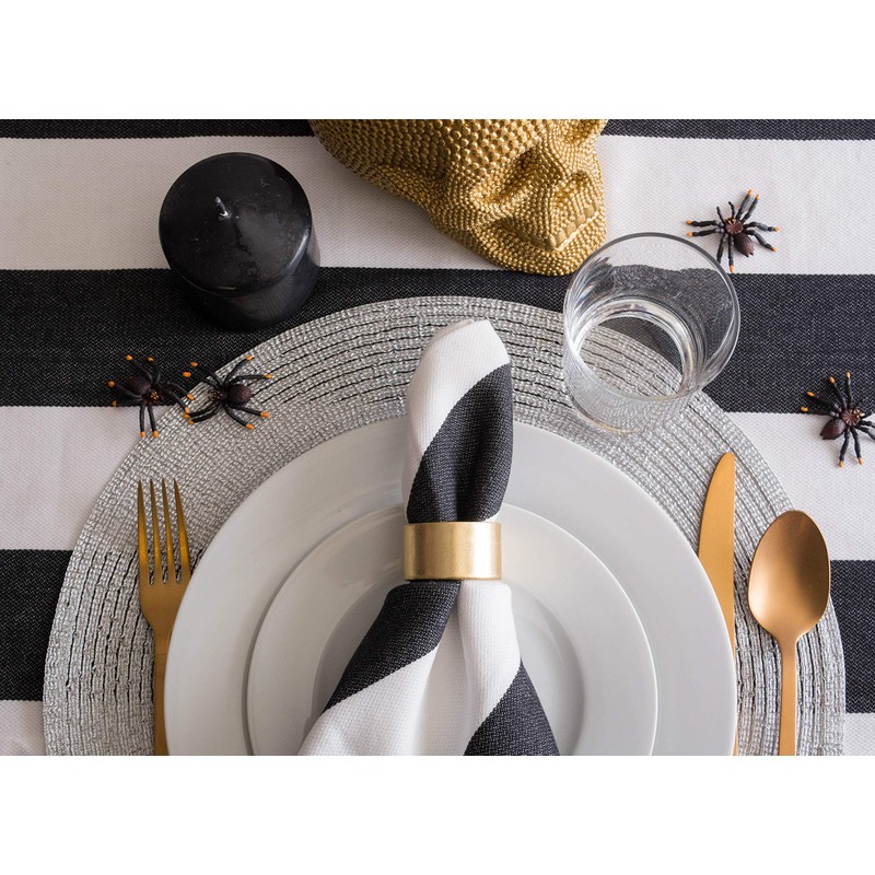 DII Woven Placemats Collection Metallic Round Placemat Set, 15", Silver,