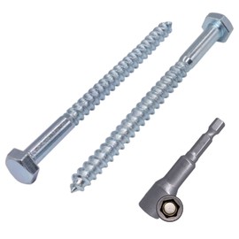 (Pack of 6 pcs) DIN 571 Zinc Plated Steel Hexagon Wood Screws M8 x 140 mm, Coach Screws, Hex Screw, Lag Bolts, Hex Head (6, M8 x 140 mm)