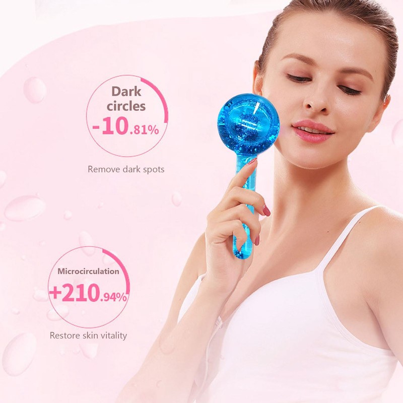 2PCS Globes Facial Roller Cold Hot Skin Massager Crystal Glass