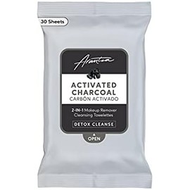 ACTIVATED CHARCOAL 2 IN 1 MAKEUP REMOVER CLEANSING TOWELETTES ARANTZA COSMETICS