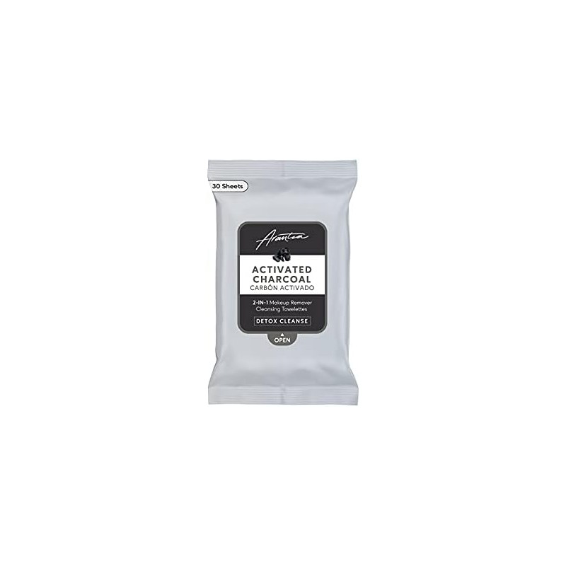 ACTIVATED CHARCOAL 2 IN 1 MAKEUP REMOVER CLEANSING TOWELETTES ARANTZA