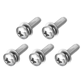 sourcing map M4 x 14mm 304 Stainless Steel Phillips Pan Head Machine Screws Bolts Combine with Spring Washer and Plain Washers 5Pcs