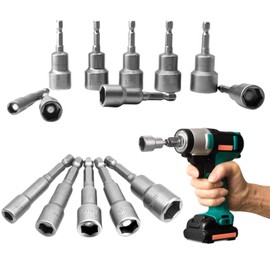 Magnets Hexagonal Socket, 14-Piece Socket Wrench Set, 6-19 mm Nut Set, Hex Shank, Socket Adapter, Socket Wrench Insert for Drills, Screw-On Wrench for Drills