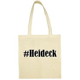 Social Network #Heideck Hashtag Shopping Bag School Bag Gym Bag 38 x 42 cm in Black White Pink Blue Grey Yellow Red Green Beige, beige