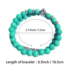 MiniJewelry 2PCS Leopard Panther Turquoise Bracelet for Women Men Elastic Stretch Beaded Blessing Animal Birthday