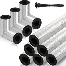 Tondiamo 9 Pcs Pipe Insulation Foam Tube with Elbow Set Self Adhesive Foam Pipe Cover Aluminum Foil Tubing Water Protection Covers for Outdoor Winter Irrigation, Spigot, Sprinkler 1.3 Ft(3/4 Inch)