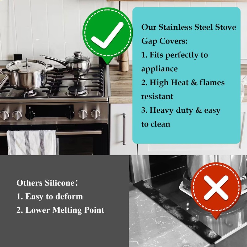 Vikarland Stainless Steel Stove Gap Covers Retractable Filler Guards Range