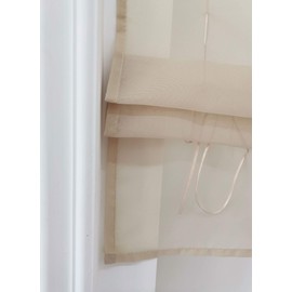 1 tenda a pacchetto con ganci a U, colore bianco, trasparente, in voile, 60 x 130 cm, sabbia)