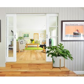 Fox & Fern Mid Century Modern Plant Stand - Raised Bamboo Planter Stand for Planters Up to 14.8 Inches Wide (NOT INCLUDED); Bamboo Pot Stand for Plants Indoor; Large Plant Stand for Indoor Big Pots