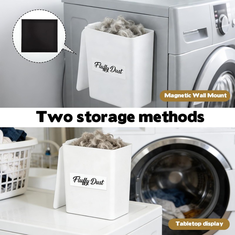 Rainmae Magnetic Laundry Lint Bin with Lid, Dryer Lint Bin,