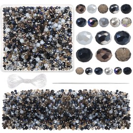 Toaob 1000 Pieces Facet Beads Black 4 mm 6 mm 8 mm Glass Crystal Beads Faceted Glass Beads for Bracelets Necklace Earrings Jewellery Making
