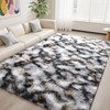 DweIke Fluffy Black White Gold Rugs for Bedroom Living Room,