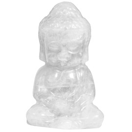 KYEGYWO 5 cm Rock Crystal Hand Carved Crystal Baby Buddha Figure, Stone Lucky Buddha Statues Buddhist Decor Healing Stone Talisman Fengshui Sculpture Ornament for Reiki Healing and Meditation