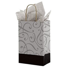 Small Paper Shopping Bag in Black 5 ¼ x 3 ¼ x 8 ¾ Inch - Count of 100