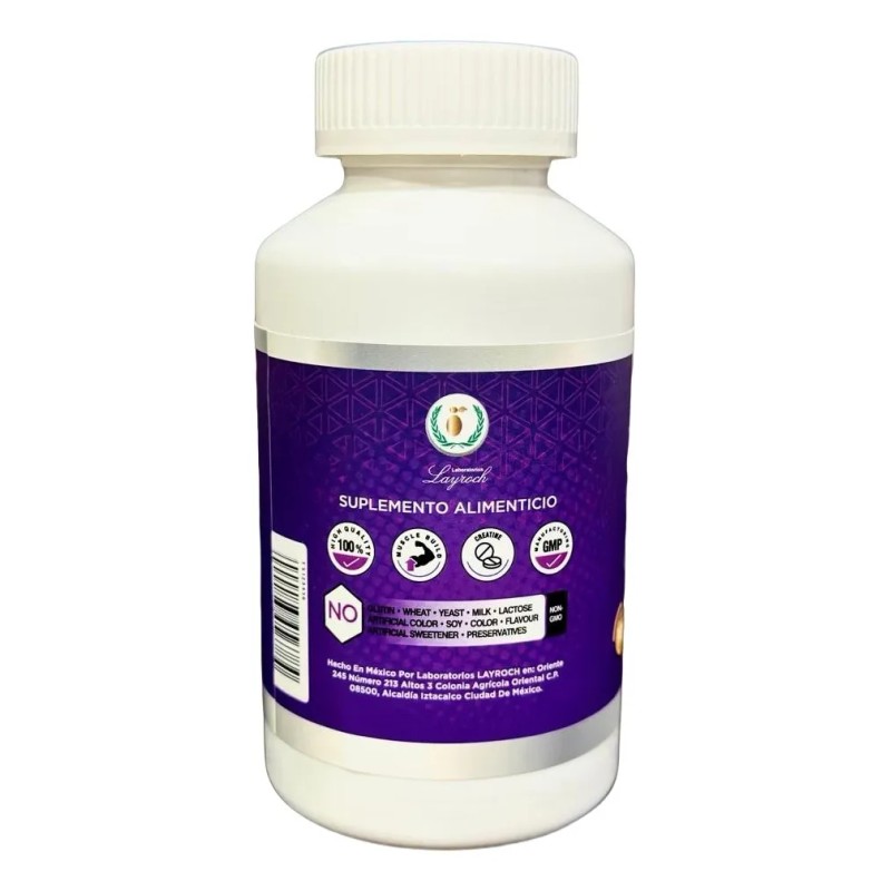 Creatina Monohidratada Layroch 100 Tabletas 1200mg Sabor Vegano