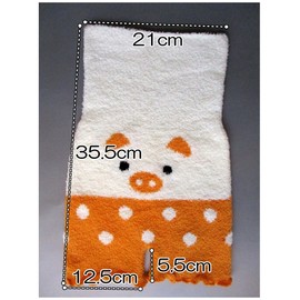 Nanairo-kan Warm Fluffy Fluffy Pants, Kids, Yarn Pants, Set of 2, Includes Stomach Wrap, For Cold Protection, Pigs, orange